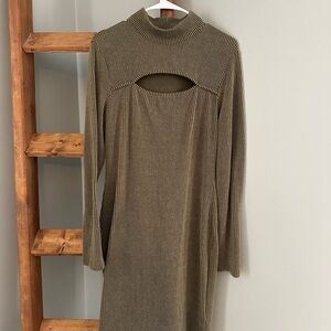White Birch Olive Long Sleeve Dress
